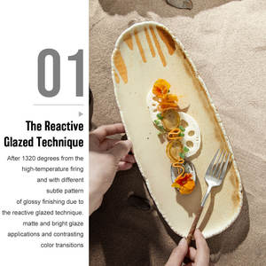 Assiettes à dîner en céramique de forme irrégulière de restaurant japonais en gros d'usine assiette de plats de service en porcelaine de restauration en vrac - Product Image 3