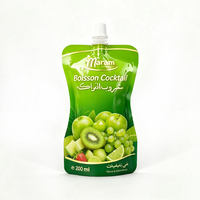 Pochettes Doypack Mylar personnalisées transparentes et colorées avec bec verseur pour jus, purée et jus biologiques