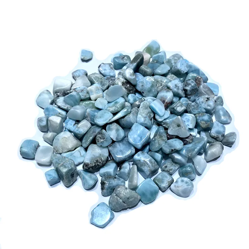 Pedras de cristal polido larimar natural, pedras de cura azul para decoração