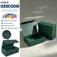 Caja de Regalo Magnética Plegable con Logotipo Personalizado en Relieve, Ecológica, de Papel Texturizado Verde Rígido de Lujo para Cosméticos