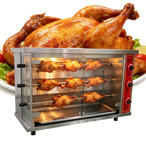 Forno <span class=keywords><strong>Girarrosto</strong></span> a Gas in Acciaio Inox 304 con 3 Spiedi, Capacità 12-15 Polli, Riscaldamento Uniforme per Ristoranti e Catering HJ-CM012 - Product Image 1