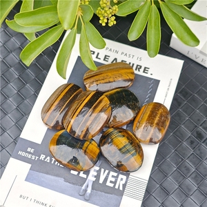 Pierre de paume œil de tigre jaune naturel polie en gros, cristal de guérison, pierre de méditation pour le pouce, idéale pour un cadeau de vacances - Product Image 1