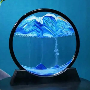 Meilleures ventes : Tableau d'art de sable mouvant 3D à effet profond, cadre rond en acrylique, peinture à sable liquide, décoration nordique pour salon - Product Image 1