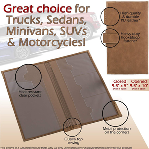 Estuche <span class=keywords><strong>de</strong></span> Piel Sintética para Documentos del Automóvil, Organizador <span class=keywords><strong>de</strong></span> Documentos para la Guantera del Vehículo, Porta Tarjetas <span class=keywords><strong>de</strong></span> <span class=keywords><strong>Seguro</strong></span> y Registro - Product Image 3