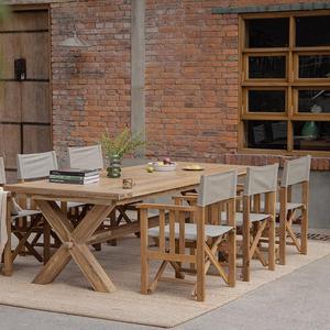 Silla de <span class=keywords><strong>Director</strong></span> Plegable de Madera Maciza con Respaldo, Silla de Ocio para Jardín, Portátil, de Madera de Teca para Camping - Product Image 1