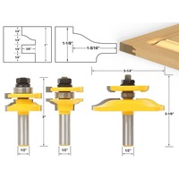 Set Router Bit 3 Mata Bor untuk Pengerjaan Kayu, dengan Shanks 1/2 inci, untuk Pembuatan Rail & Stile Bulat, Panel Cove, dan Raiser Tenon.