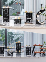 Expositor de Postres para Buffet, Set de Buffet Frío, Mesa de Servicio para la Hora del Té, Estante para Pasteles y Repostería Estilo Europeo, Modelo Metálico
