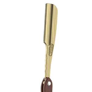 Grosir perlengkapan tukang cukur profesional pisau cukur Salon lurus dengan pegangan kayu