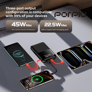 Banque d'alimentation portable 20000mah pour ordinateur portable avec sortie PD45W affichage LED à charge <span class=keywords><strong>super</strong></span> rapide câbles et lanière intégrés - Product Image 3