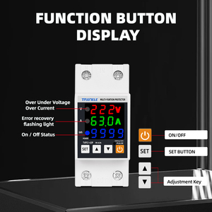 63A 230V 3in1 hiển thị DIN đường sắt có thể điều chỉnh trên Điện áp bảo vệ tăng Relay AC hiện tại bảo vệ kWh Điện Watt Meter - Product Image 6