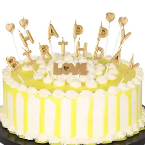 Prezzo di fabbrica ECO Friendly paraffina oro argento colorato lettera a forma di buon compleanno regalo torta candele per feste alla rinfusa