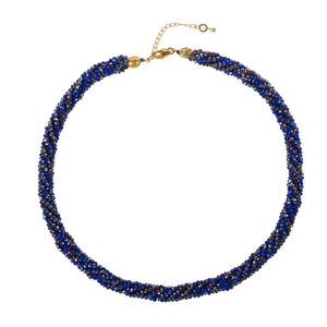 Collier en cristal à chaîne torsadée bleu foncé de 18 pouces, accessoire élégant en verre - Product Image 1