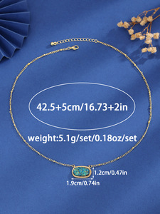 <span class=keywords><strong>Precio</strong></span> al por mayor de fábrica Oval Verde Blanco Aleación Pvd Plateado Colgante Minimalista Moda Joyería Collares para Compromiso - Product Image 4