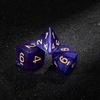 Jeu de dés polyédriques violets à numérotation dorée, 7 pièces, effet nacré galaxie, pour D&D, Dungeons and Dragons, Pathfinder, MTG