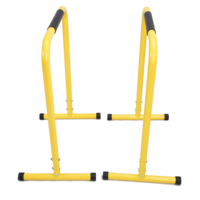 Station de dips double en acier robuste, barres parallèles séparées, support portable jaune pour entraînement de musculation pectorale et triceps
