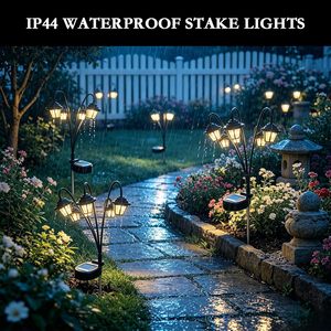 Luces Solares Decorativas WISEgham con 6 Cabezas Oscilantes, Paquete de 2, LED Blanco Cálido, Resistentes al Agua, para Jardín Exterior - Product Image 4