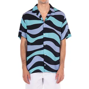 Wholesale Custom High Quality Streetwear Heat Transfer Men's Short Sleeve Printed Shirt 100% Cotton Heavyweight Vintage Shirt