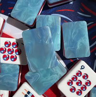 Tuiles de Mahjong américaines en acrylique bleu à 3 couches, thème Guerre Révolutionnaire, 250e anniversaire des États-Unis