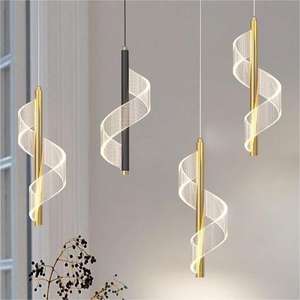 Mode exquisite S-förmige Esszimmer Kronleuchter romantische Gold Acryl Bar Treppen LED Pendel leuchte - Product Image 1