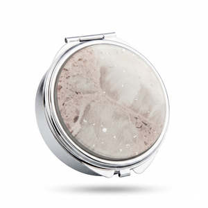 Round Metal Pill Box Case with <b>Mirror</b> <b>Acrylic</b> Tortoiseshell Marble Pattern Decorative Small Pocket Pill Organizer Custom Logo - Product Image 6