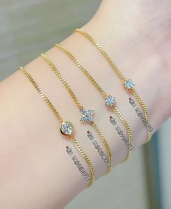 Xinfly Pulsera de Cadena Cubana de Oro de 18K con Diamante de Laboratorio de 0.2 CT, Cuatro Garras, Seis Garras, Trébol de la Suerte, Regalo - Product Image 2