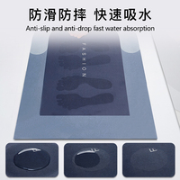 Tapis de bain avec dos en caoutchouc antidérapant, séchage rapide, super absorbant, fin, moderne, lavable, pour la maison et l'hôtel