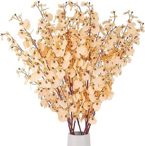 GM Bouquet de fleurs artificielles en orchidées, orchidées réalistes en soie, fausses orchidées orange pour la décoration intérieure et extérieure - Product Image 4