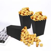 Boîte en papier kraft personnalisée noire pour pop-corn de poulet, avec bord festonné et ouverture supérieure, idéale pour les fêtes