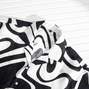 Camicie Casual da <span class=keywords><strong>Uomo</strong></span> Estive con Stampa Floreale, Antirughe, Traspiranti, 100% <span class=keywords><strong>Lino</strong></span>, <span class=keywords><strong>Oversize</strong></span>, Asciugatura Rapida, Maniche Corte, Monopetto - Product Image 4