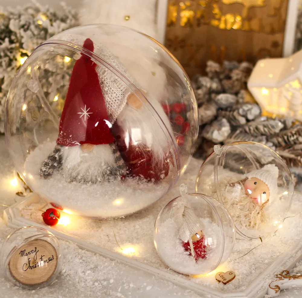 Factory Wholesale Transparent Plastic Christmas Hanging Ornaments Ball Open-able Bauble Clear Christmas Ball