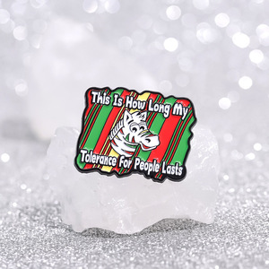 Elegante broche de Metal de cebra de dibujos animados Pin 'Esta es mi mayor tolerancia para la humanidad' Accesorio de ropa de moda Graduación - Product Image 1