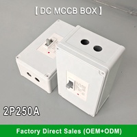 DC MCCB Box IP66 Boîte de distribution étanche de sécurité extérieure 250A 2P Boîte Mccb en plastique Boîtier moulé solaire Disjoncteur cc