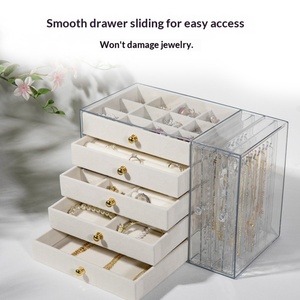 Luxury Acrylic Transparent Rectangular Solid Pattern High Quality Earring <b>Box</b> 5 Drawers Hanging Jewelry Stand Necklace Earrings - Product Image 2