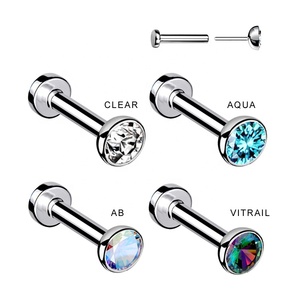 <span class=keywords><strong>Piercing</strong></span> de Titanio G23 con Bisel de Titanio y Circonita Cúbica, <span class=keywords><strong>Piercing</strong></span> de Labret sin Rosca, <span class=keywords><strong>Piercing</strong></span> de Titanio con Parte Trasera Plana, <span class=keywords><strong>Piercing</strong></span> de <span class=keywords><strong>Tragus</strong></span>, Pendientes de Hélice - Product Image 4