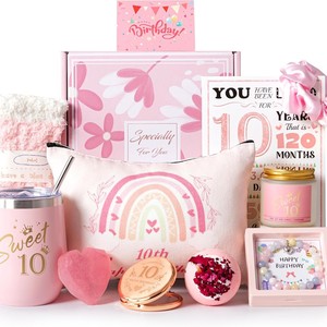 Nuovo Cesto Regalo per il <span class=keywords><strong>10</strong></span>° Compleanno delle Ragazze - Lussuoso e Raffinato Set Regalo con Stampa Digitale, Unico e Carino per Figlia, Migliore Amica, Nipote - Product Image 3