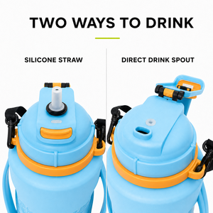 Custom <b>2L</b> Collapsible <b>Water</b> <b>Bottle</b> Food Grade Silicone Leakproof <b>Straw</b> Chug Wide Mouth Shoulder Strap OEM ODM Supplier Factory - Product Image 5