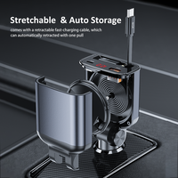 Chargeur de voiture rétractable en aluminium avec écran LED 105W, chargeur de voiture USB C 4 en 1 à charge rapide, adaptateur de voiture USB C à charge rapide PD