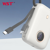 WSTHot Vente en Stock Power Bank Charge rapide 10000mah Mini Powerbank Écran 10000mah Power Bank avec Cabel PD 20W Affichage LED