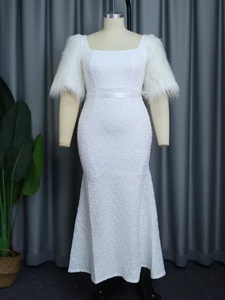 Robes <span class=keywords><strong>de</strong></span> soirée pour femmes, col carré, plumes, trompette, mariage, anniversaire - Product Image 4