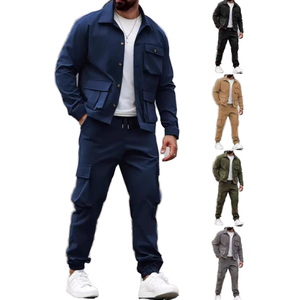 Ensemble de vêtements d'extérieur pour homme personnalisé, respirant, avec cordon de serrage, style cargo |   Survêtement streetwear en coton et élasthanne |   Taille mi-haute, coupe décontractée - Product Image 2