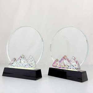 הסיטונאי מותאם אישית חדש קשת הר קריסטל מעגל זכוכית פרסים פלאק MH-NJ0322 - Product Image 6