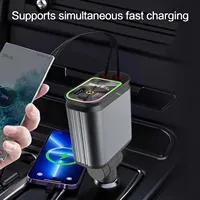 Chargeur de voiture USB Type-C rétractable à charge rapide avec 2 ports Type-C, compatible universel