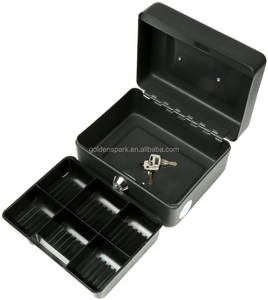 Coffre-fort en acier blanc 6 ", boîte à monnaie, coffre-fort pour argent liquide avec serrure 2 clés, noir - Product Image 5