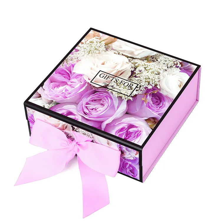 Kotak permen pita lipat portabel pesta pernikahan kotak cetak Digital Gif halus kertas kotak lipat kue permen cokelat