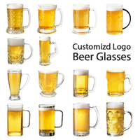Jarra de Cerveza Alemana de Vidrio Soplado a Mano con Logotipo Personalizado, Ecológica y Reutilizable para Vino y Whisky