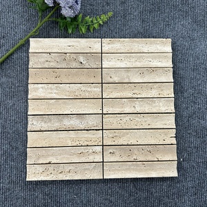 Mosaïques de marbre <span class=keywords><strong>travertin</strong></span> beige de luxe moderne Surface concave de cambrure brossée antique pour parquet mural intérieur Caractéristique pour hôtels - Product Image 1
