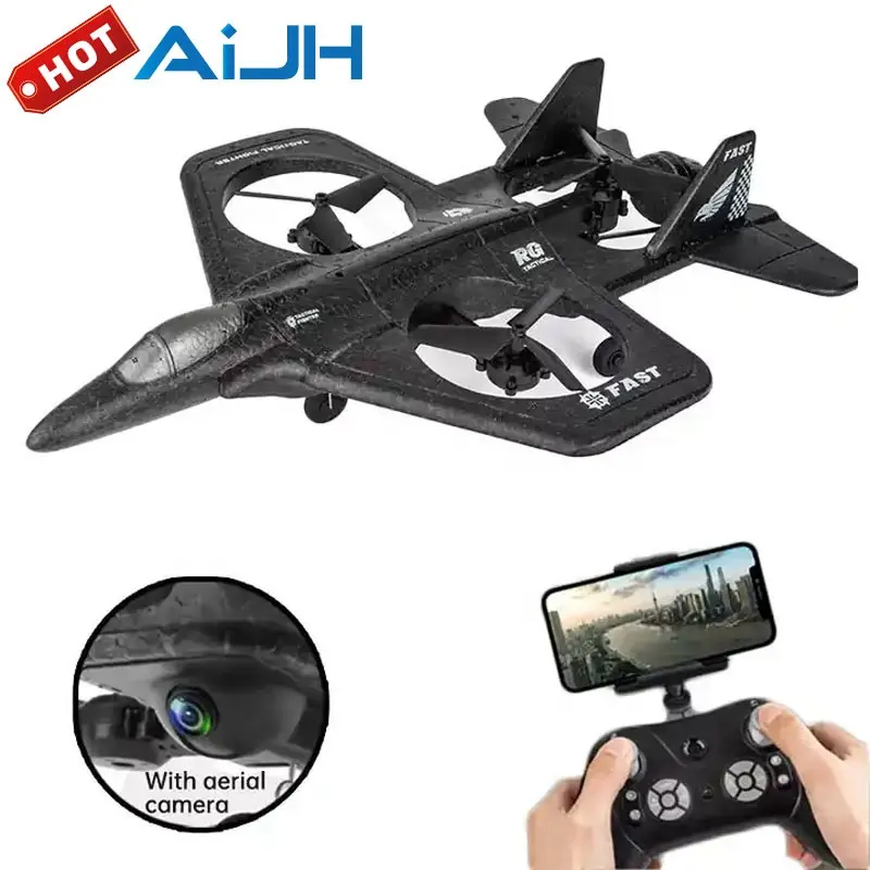 Aijh Aero เครื่องบินเจ็ท RC ของเล่นเครื่องบินเจ็ทที่ทำจากโฟม ucak พร้อมกล้อง1080P ควบคุมระยะไกลเครื่องร่อนเครื่องบิน RC