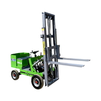 Truk Forklift Listrik 1T 1800W Motor Baterai Asam Timbal Tiang Dua Tingkat Pengangkatan Hidrolik Sederhana Ban Solid Baja Tipe C