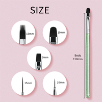 Hechunzi – Nouvel ensemble professionnel de 5 pinceaux à ongles en nylon avec manche acrylique pailleté pour manucure plate, ronde, liner et ombré