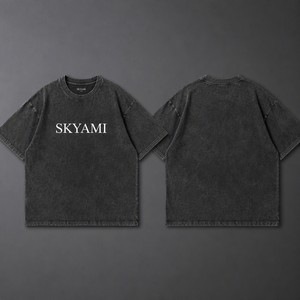 T-shirt gris anthracite vintage 100 % coton avec logo Skyami <span class=keywords><strong>Serif</strong></span> imprimé, lettres graphiques délavées, streetwear, vente en gros personnalisée Metour - Product Image 3
